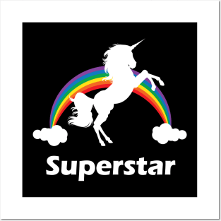 Superstar Rainbow Unicorn Design Posters and Art